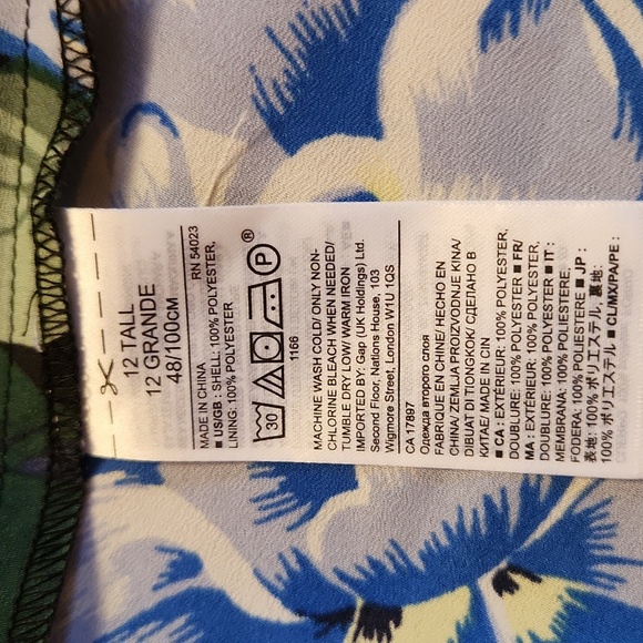 Banana Republic Navy Floral Hawaiian Strappy Dress Lined Asymmetrical 12 Tall - Picture 10 of 16